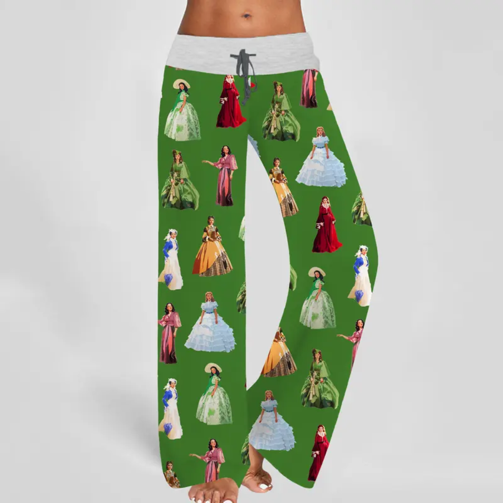 Vintage Print Wide Lounge Pants For Women