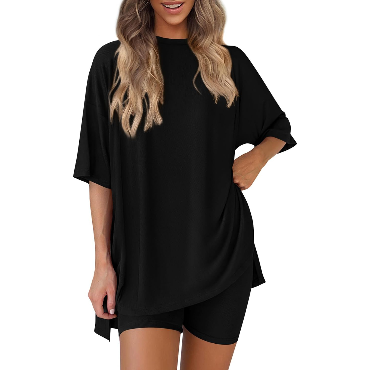 Casual Lounge Outfit With Oversized Shirt And Shorts For Women
