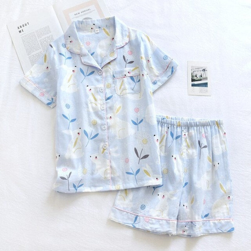 Multi Pattern Printed Short Pyjamas Set