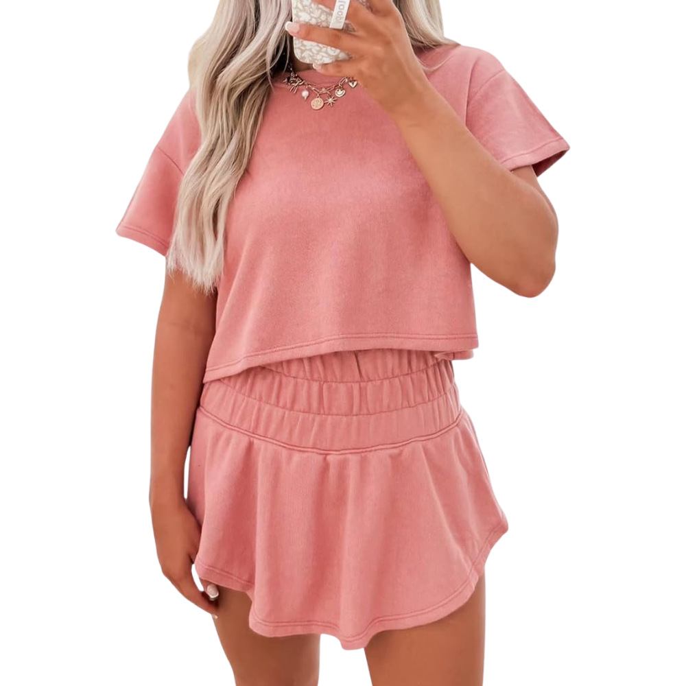 Summer Casual Cropped Lounge Two Piece Set Outfits For Women