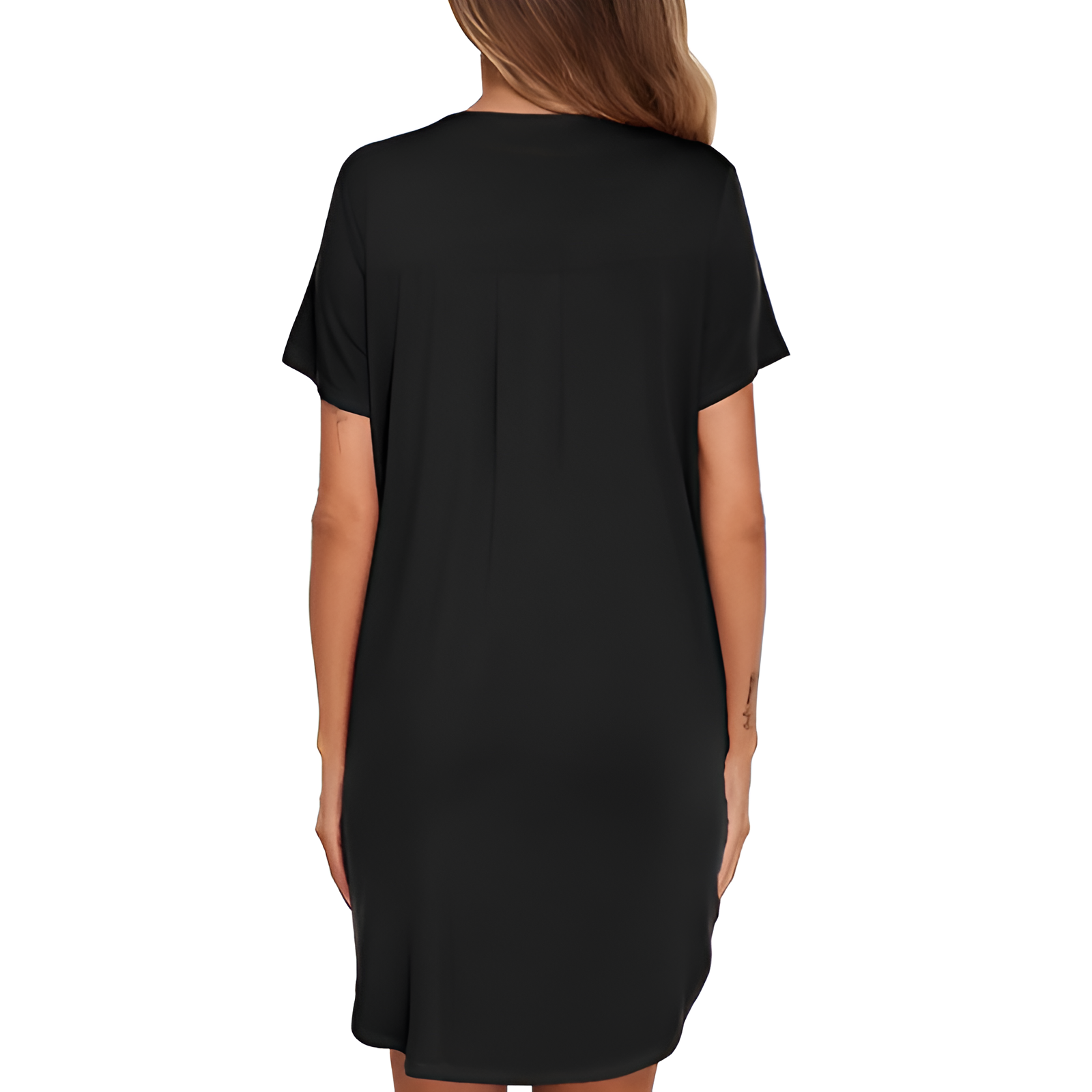 Button Down Nightgown With V Style Design For Women