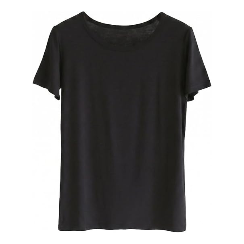 Women Round Style Solid Pajama Top