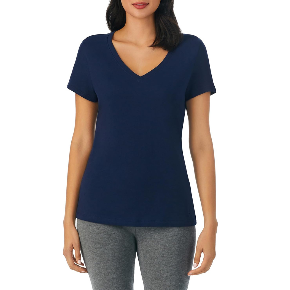 Cotton Knit V Style Sleep Shirt Pajama Top