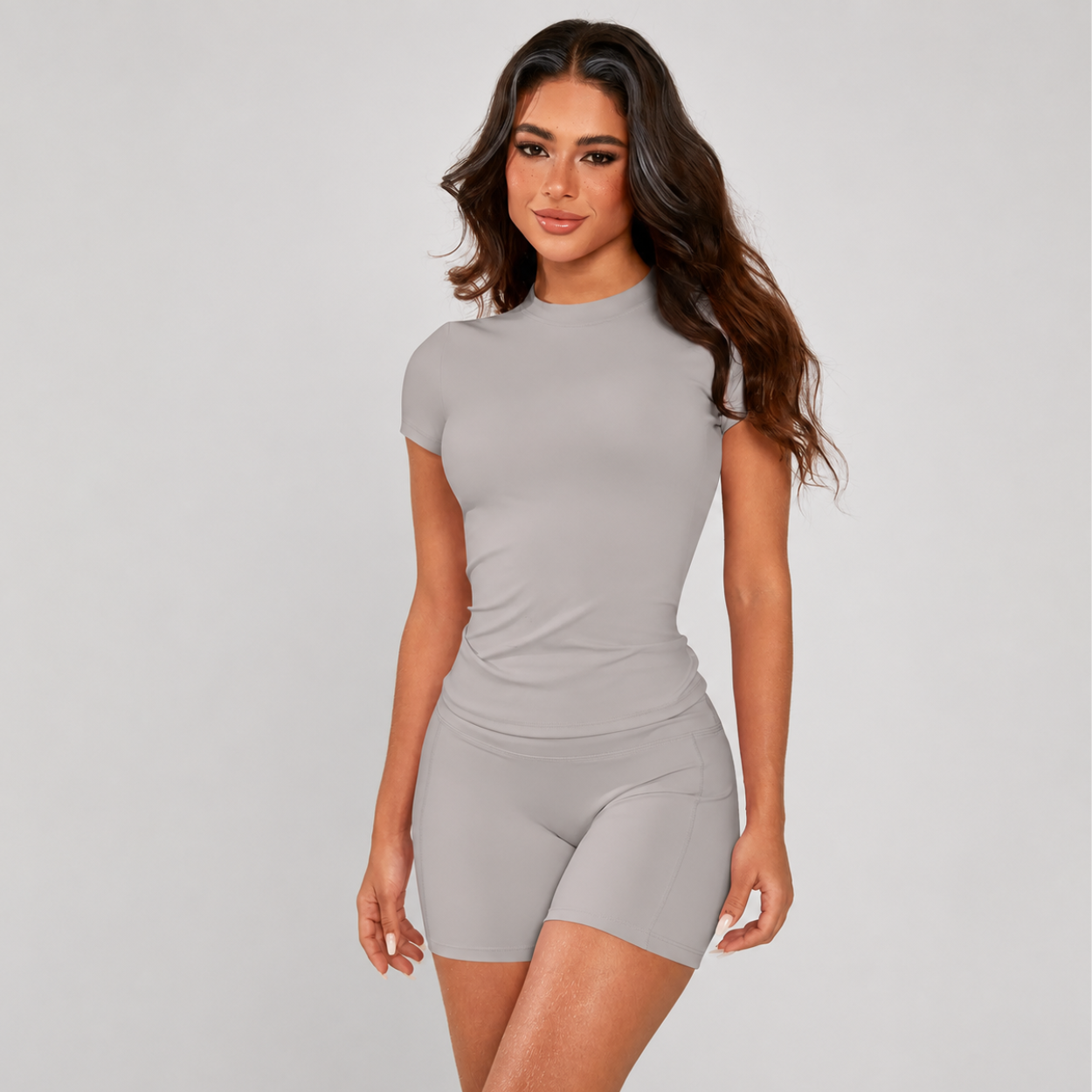 2 Piece Minimalist Pajama Set With T Shirt And Shorts For Women