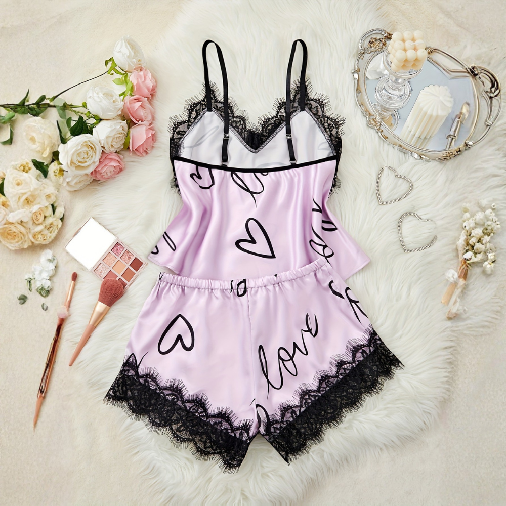 Lace Spaghetti Top Set Pajamas For Women