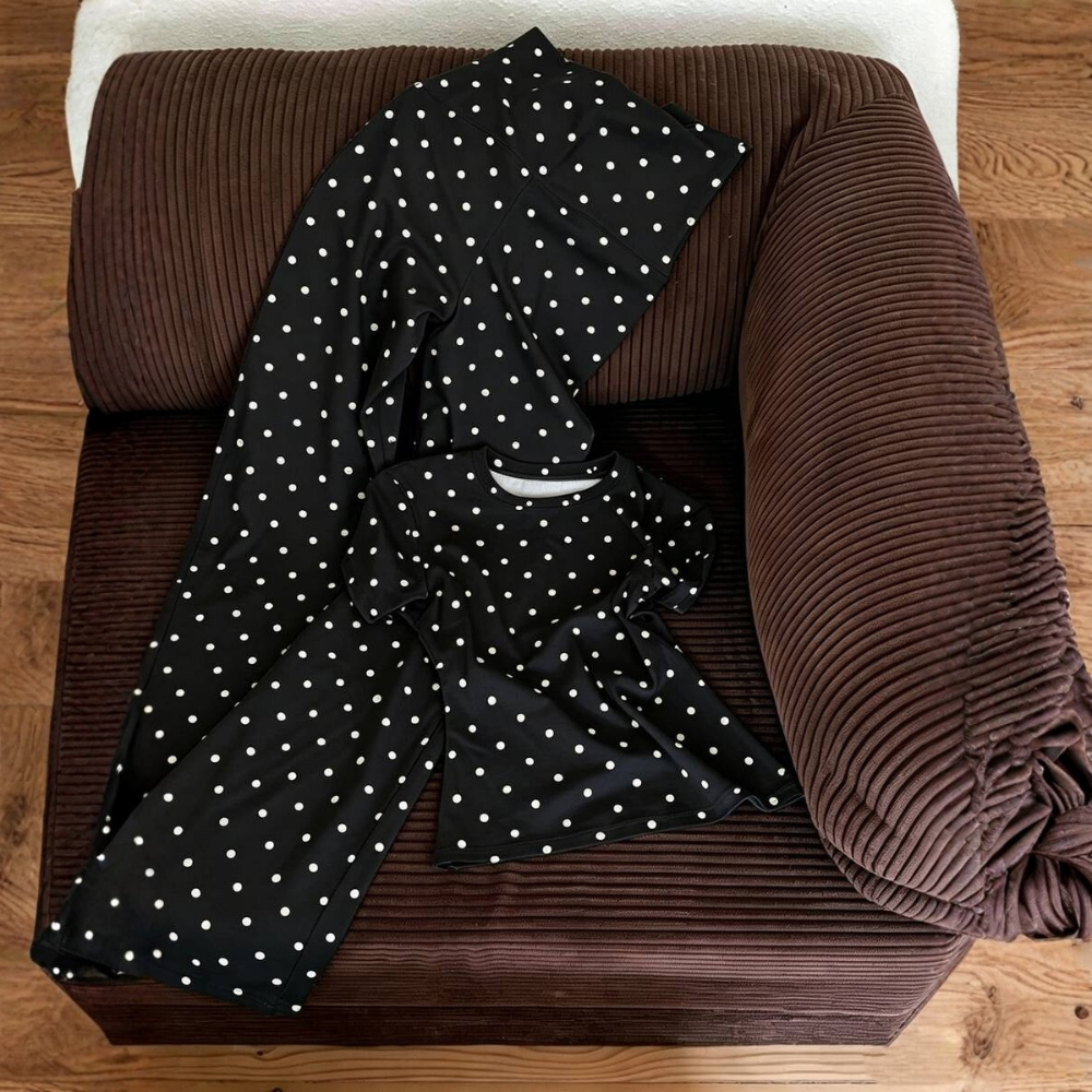 2 Pieces Polka Dot T Shirt And Pants Set For Women