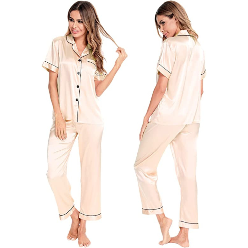 Women Silk Satin Two Piece Sleepwear