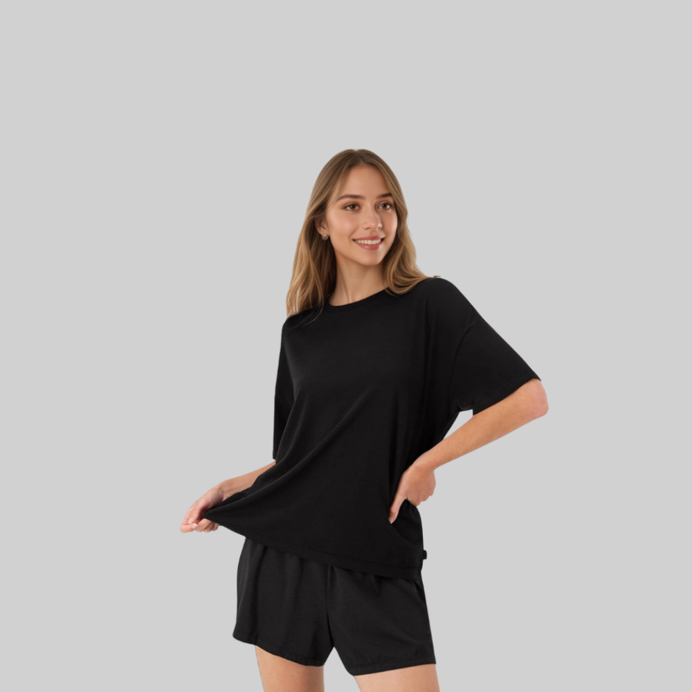 2 Piece Lounge Set With Supersoft Boxy T Shirt And Shorts