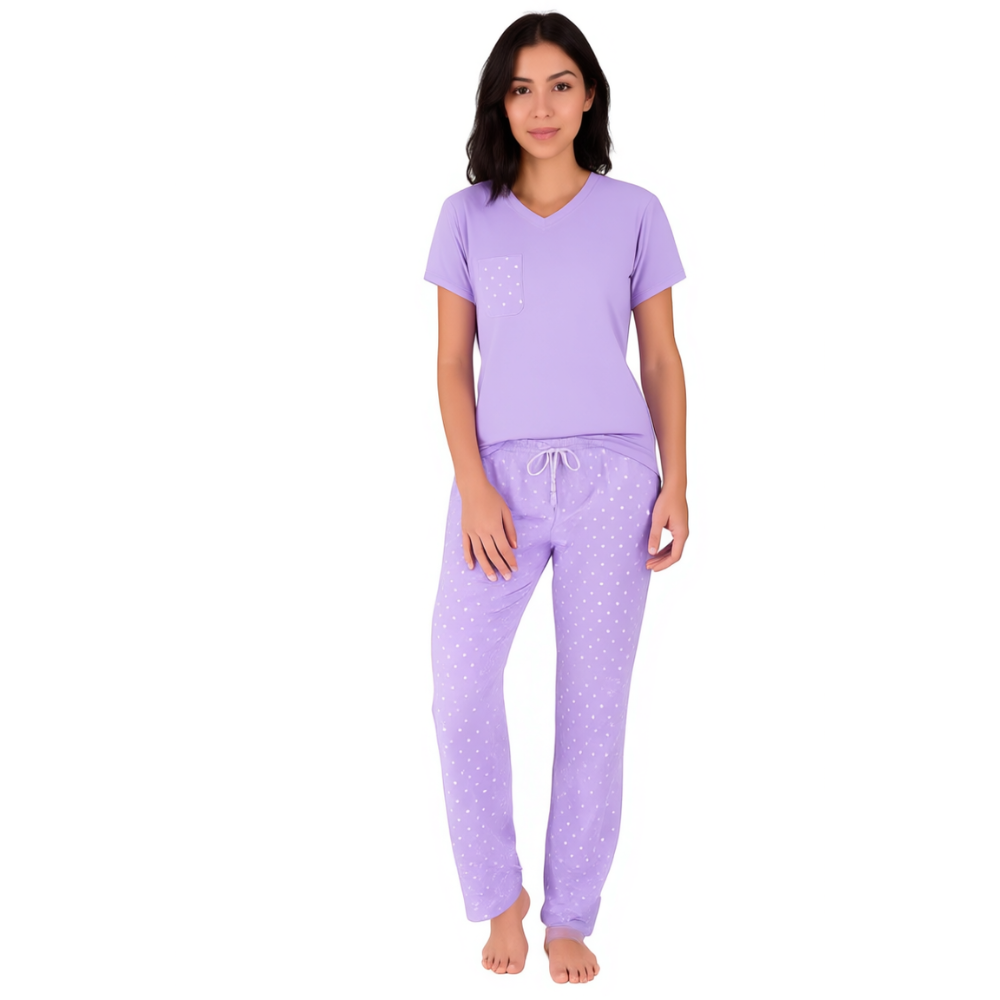 Pack Of 2 Short Sleeve Pajama Set With Pocket 