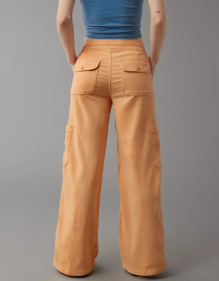 Linen Cargo Pants With Side Pockets