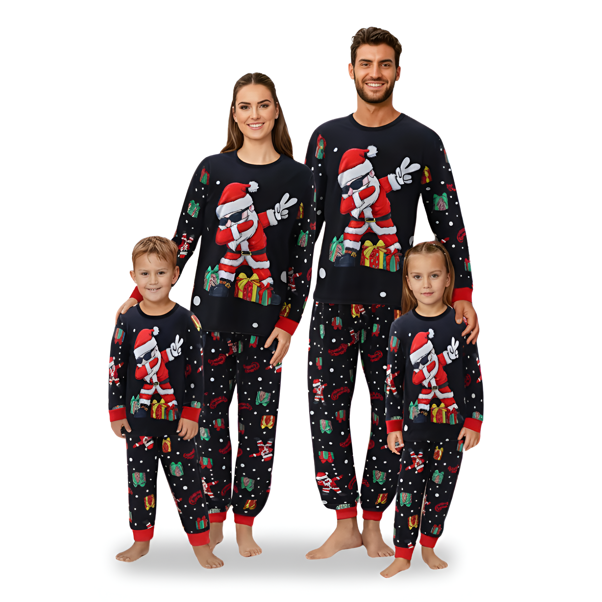 Santa Dabbing Printed Festive Family Matching Christmas Pajama Set