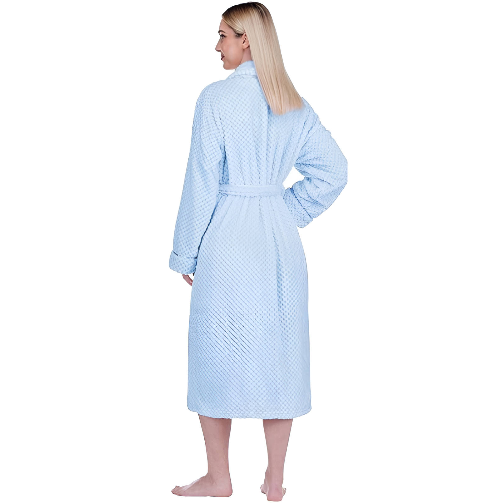 Plush Textured Design Fleece Long Bathrobe For Women