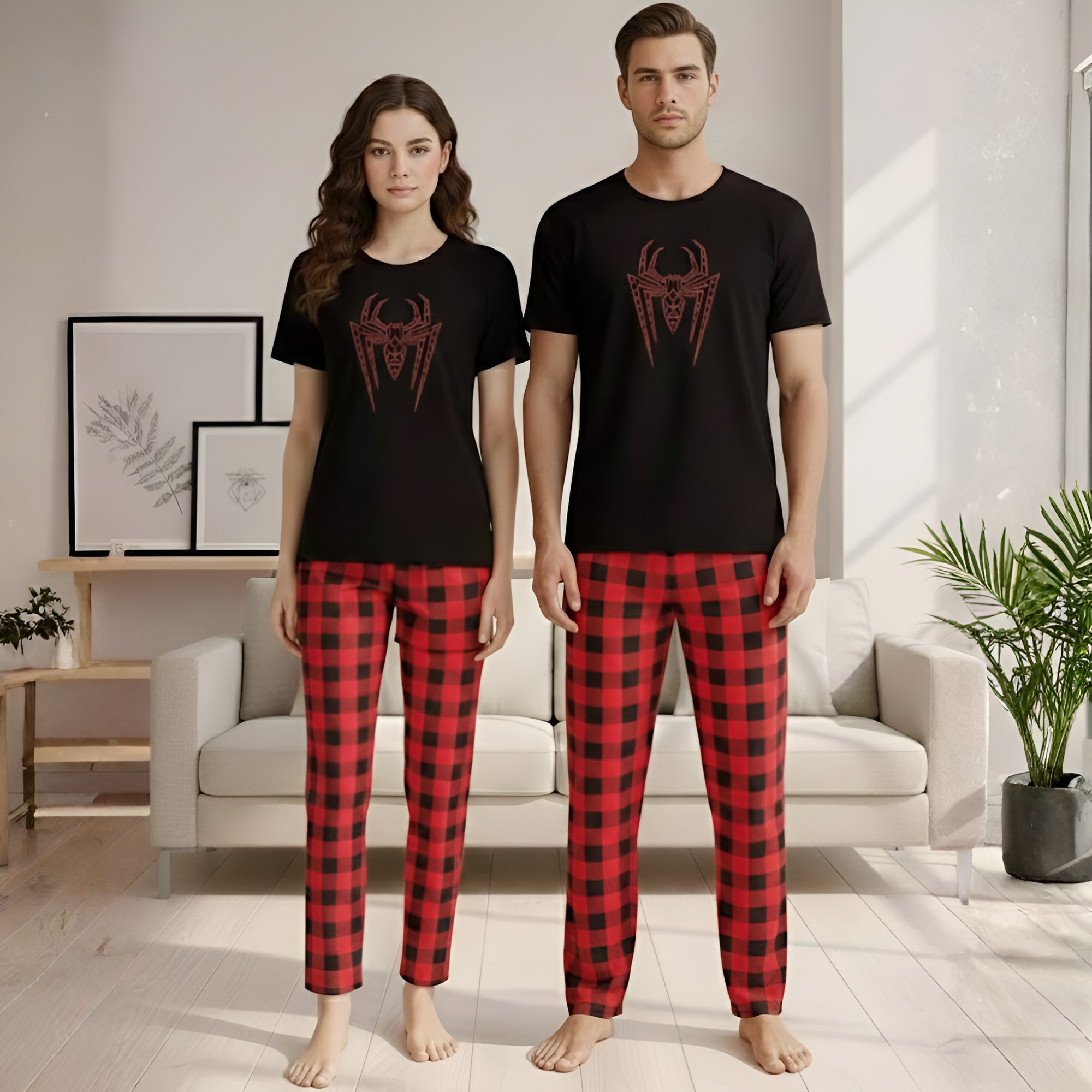 Couple Style Pajamas Set Men'S Or Women'S Homewear Four Seasons