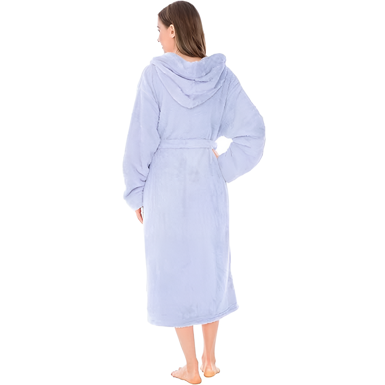Women Hooded Plush Soft Robe Fluffy Warm Fleece Sherpa Shaggy Bathrobe
