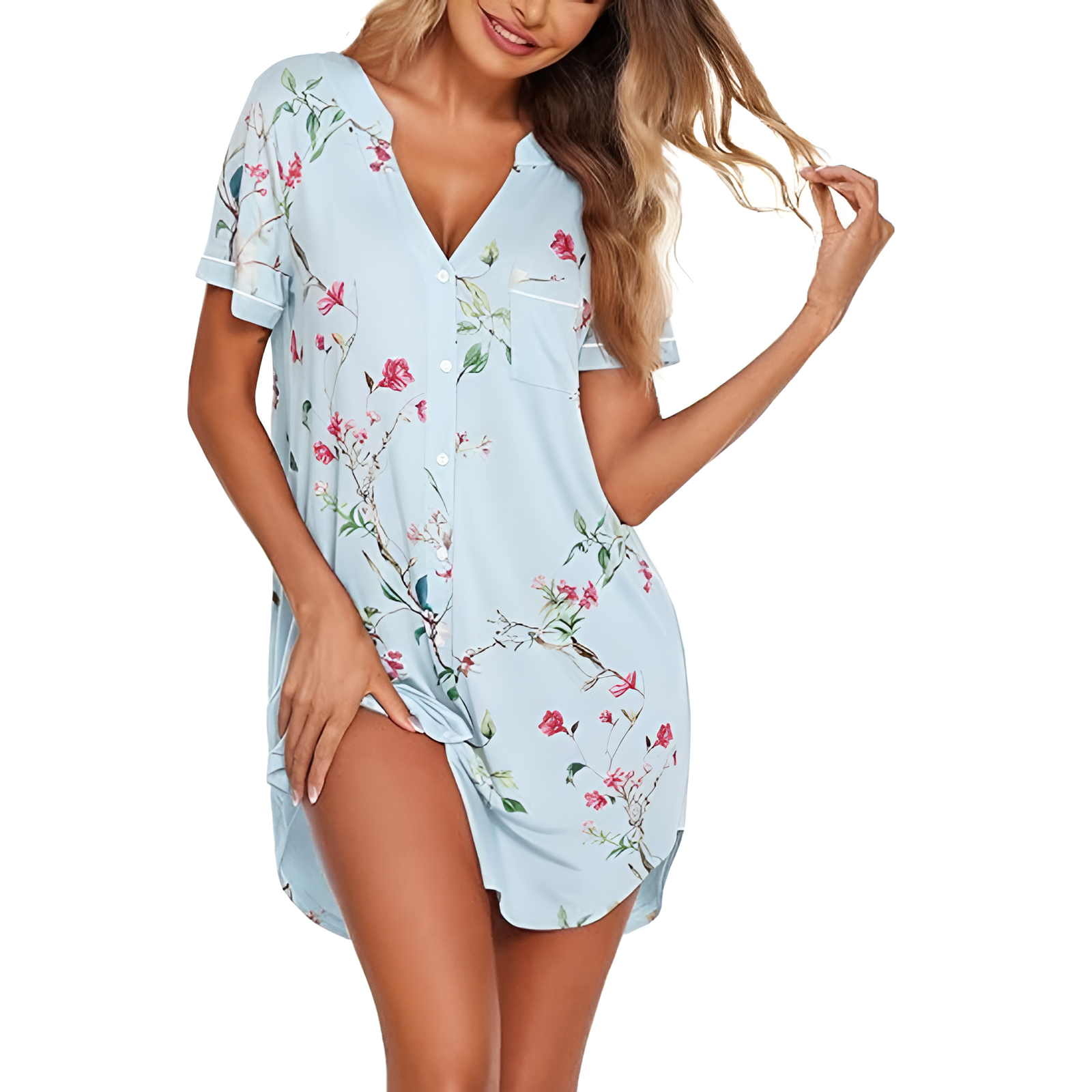 Nightgowns For Women With Button Down Sleep Shirt