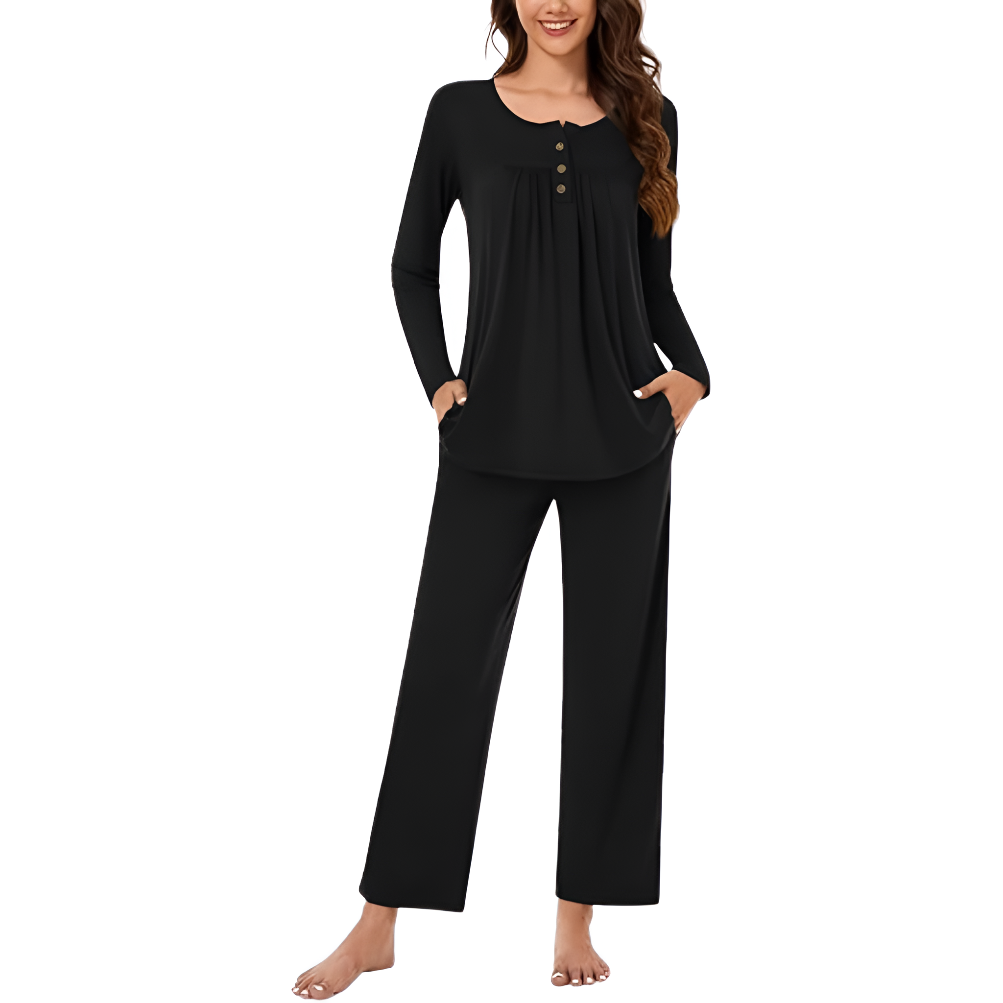 2 Piece Of Long Sleeve Top And Pants Lounge Pajama Set