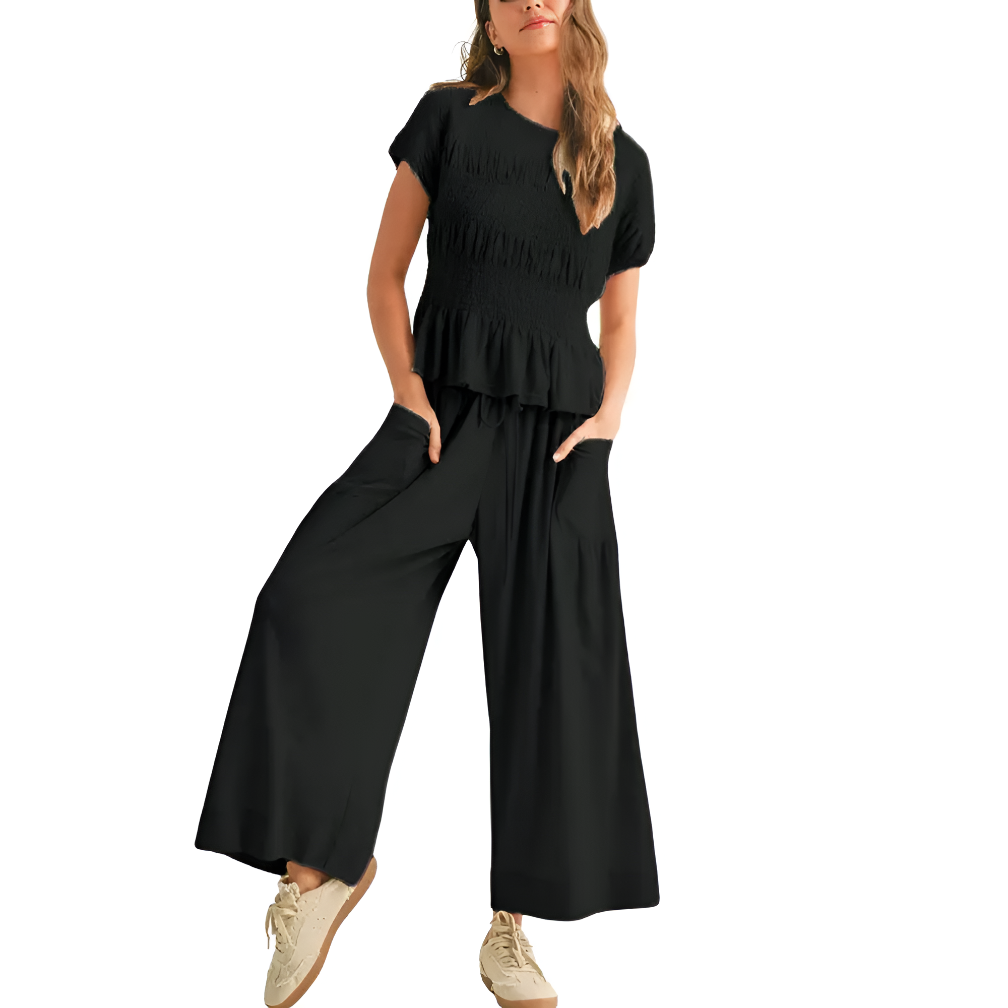 Smocked Top Wide Pant Matching Set