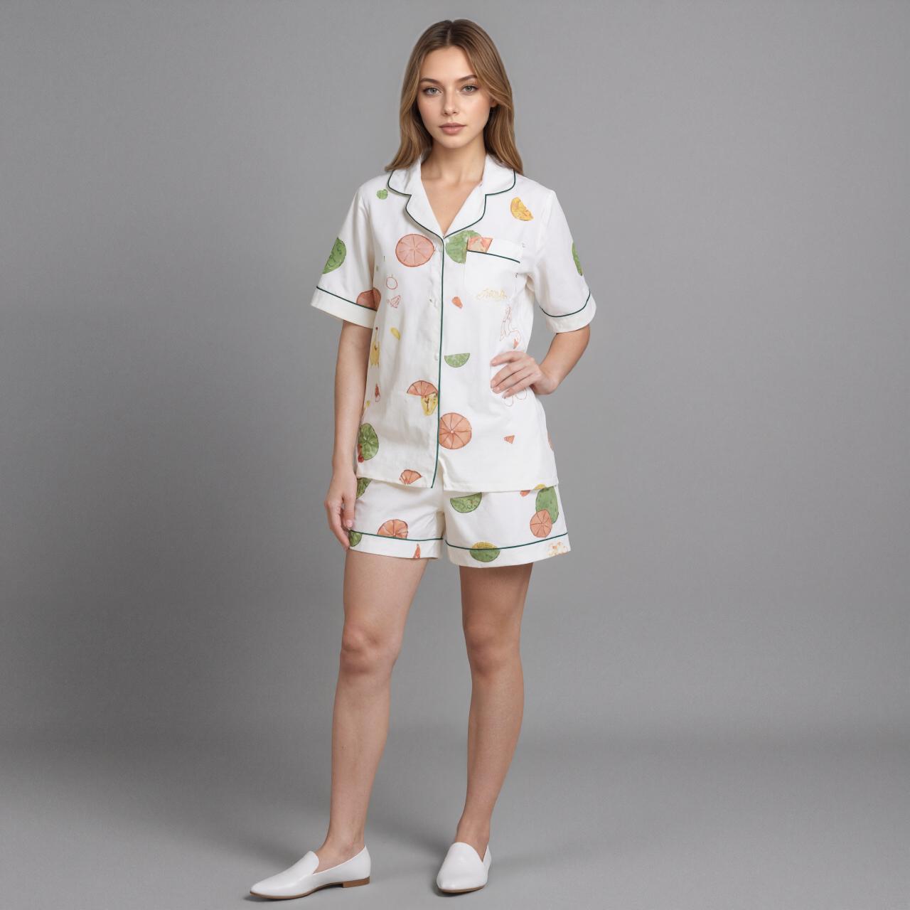 Satin Two Piece Set Short Sleeves Shorts