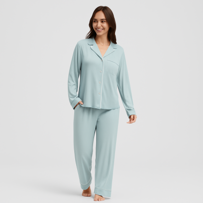 Women Bamboo Stretch Knit Long Sleeve Pajama Set