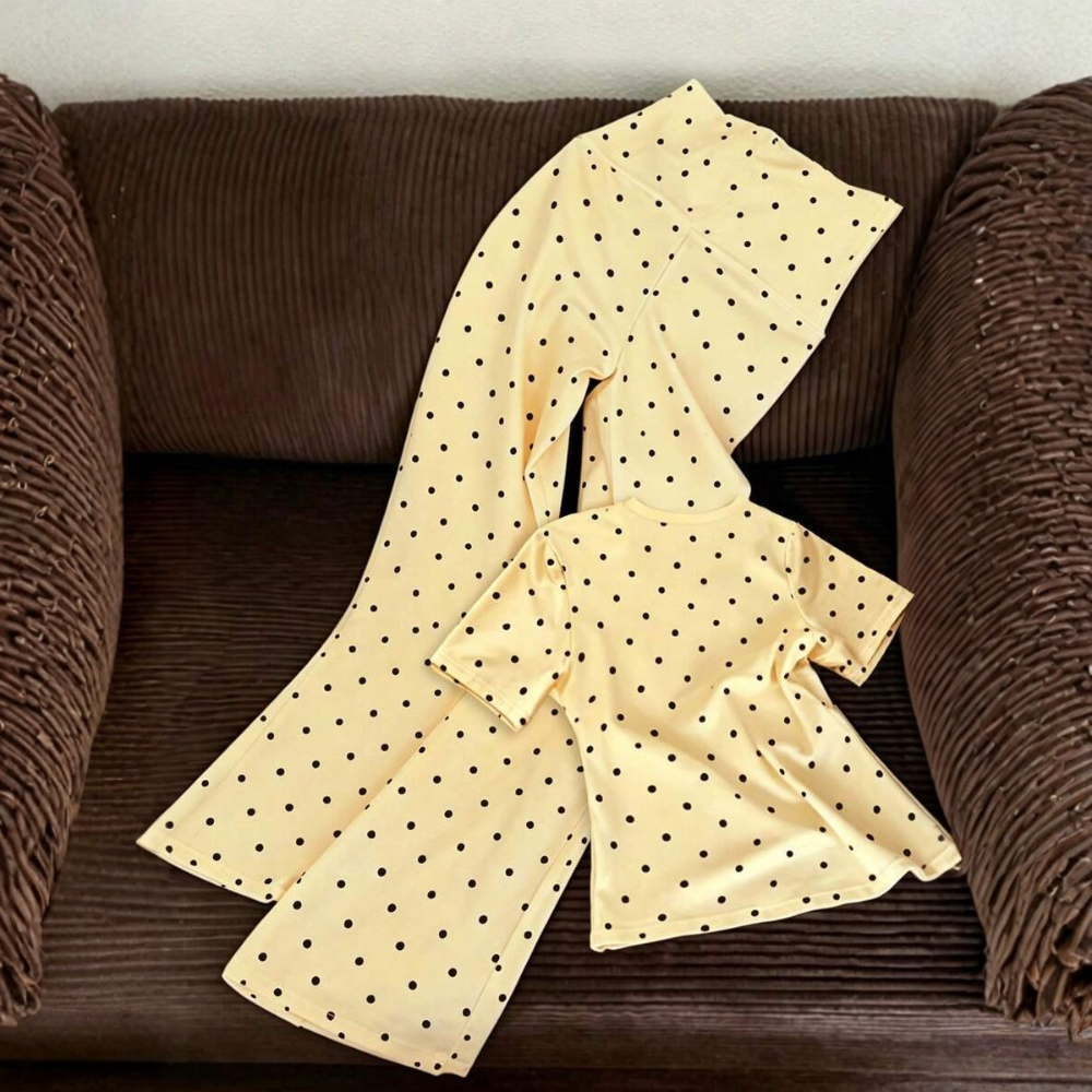 2 Pieces Polka Dot T Shirt And Pants Set For Women