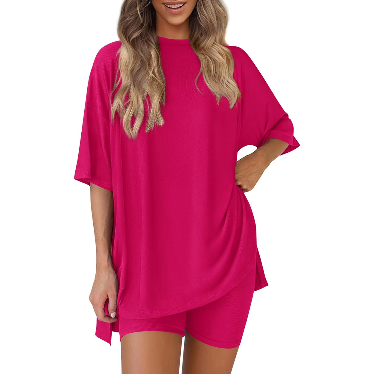 Casual Lounge Outfit With Oversized Shirt And Shorts For Women