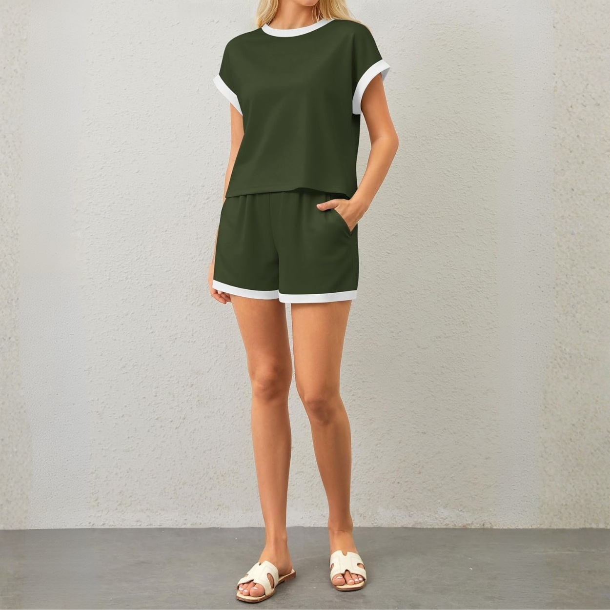 Casual Summer Loungewear Set With Knit Top