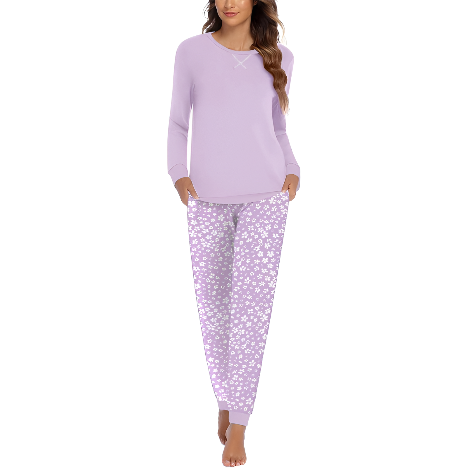 2 Piece Long Sleeve Top And Jogger Pants Lounge Pajama Set