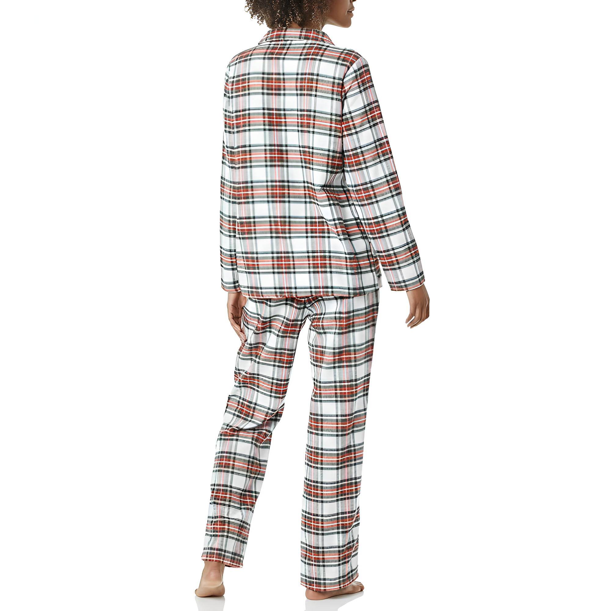 2 Piece Classic Flannel Button Down Pajama Set With Pants