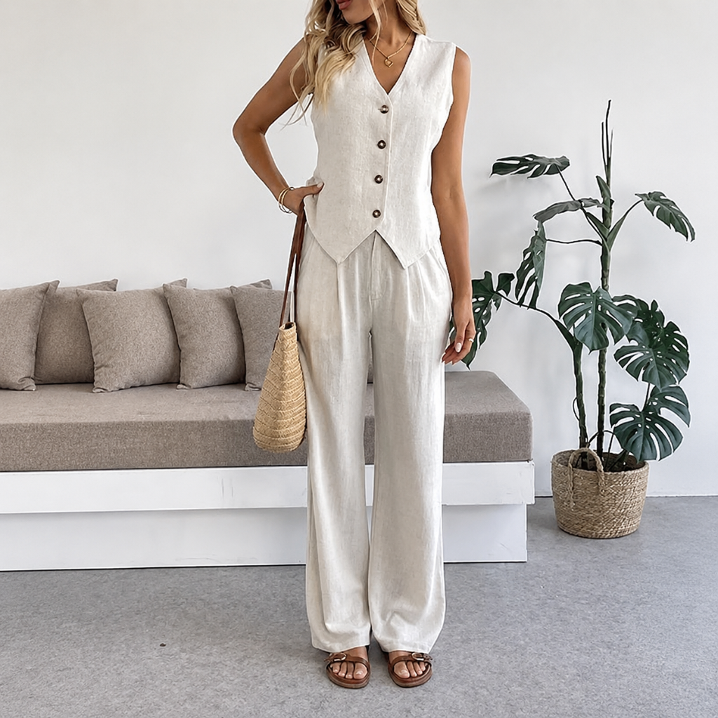 2 Piece Of Vest Waistcoat Dressy Casual Sets For Women