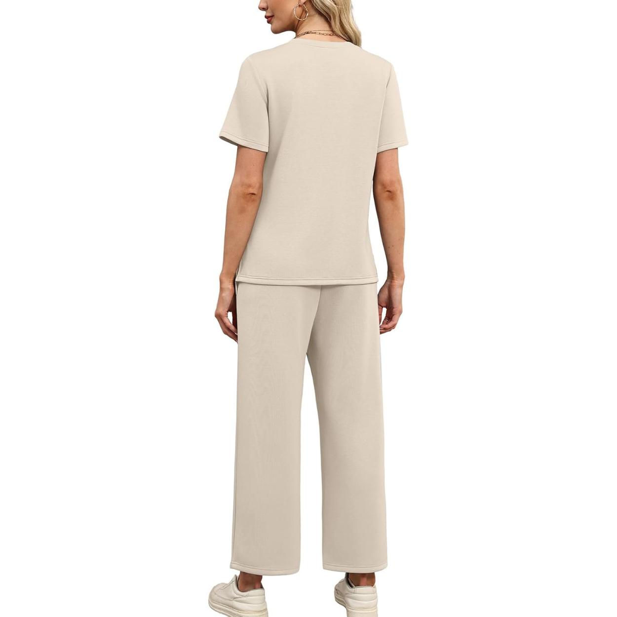 Two Piece Travel Set with Wide Length Pants For Women