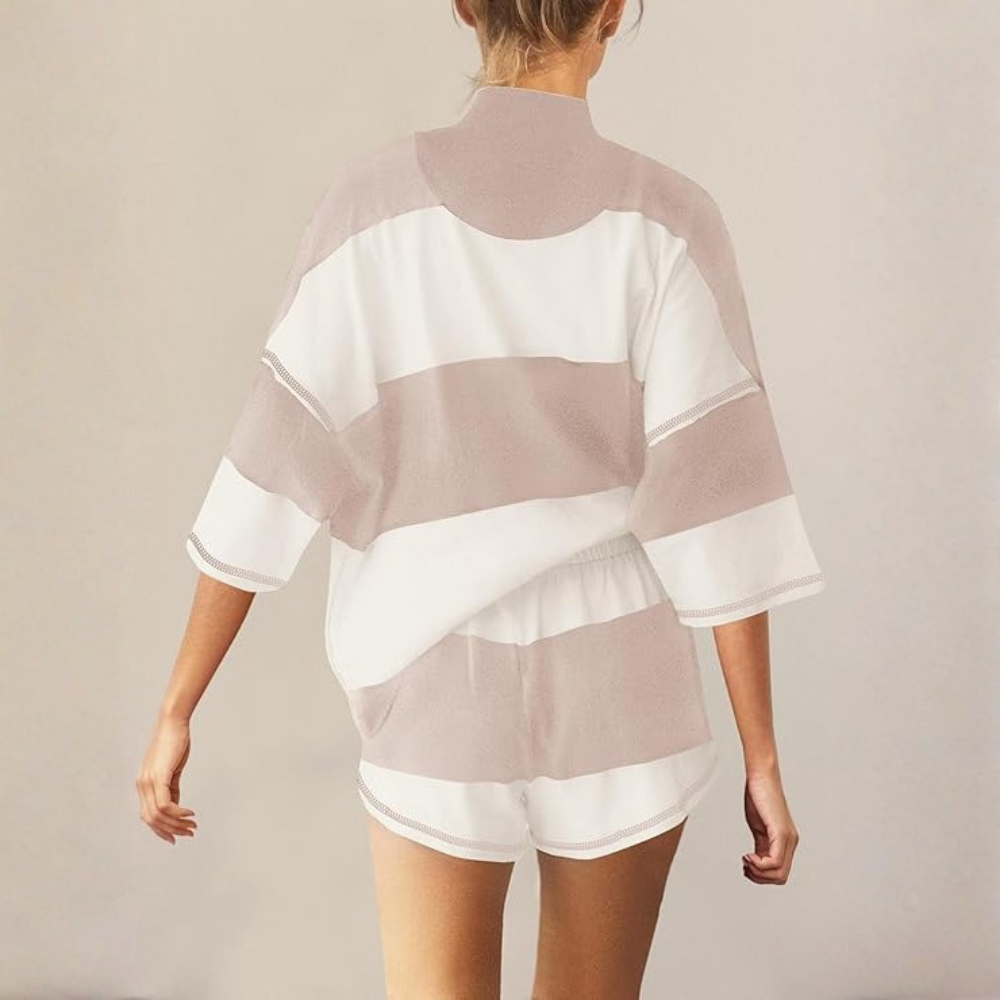 Two Piece Outfit Tracksuit Oversized Lounge Shorts With Pockets For Women
