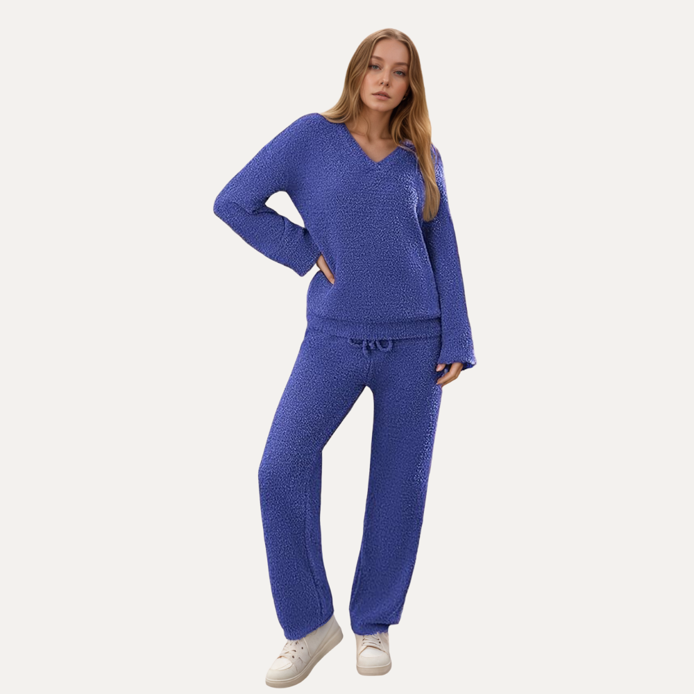 2 Pieces Fuzzy Fleece Pajama Set For Women