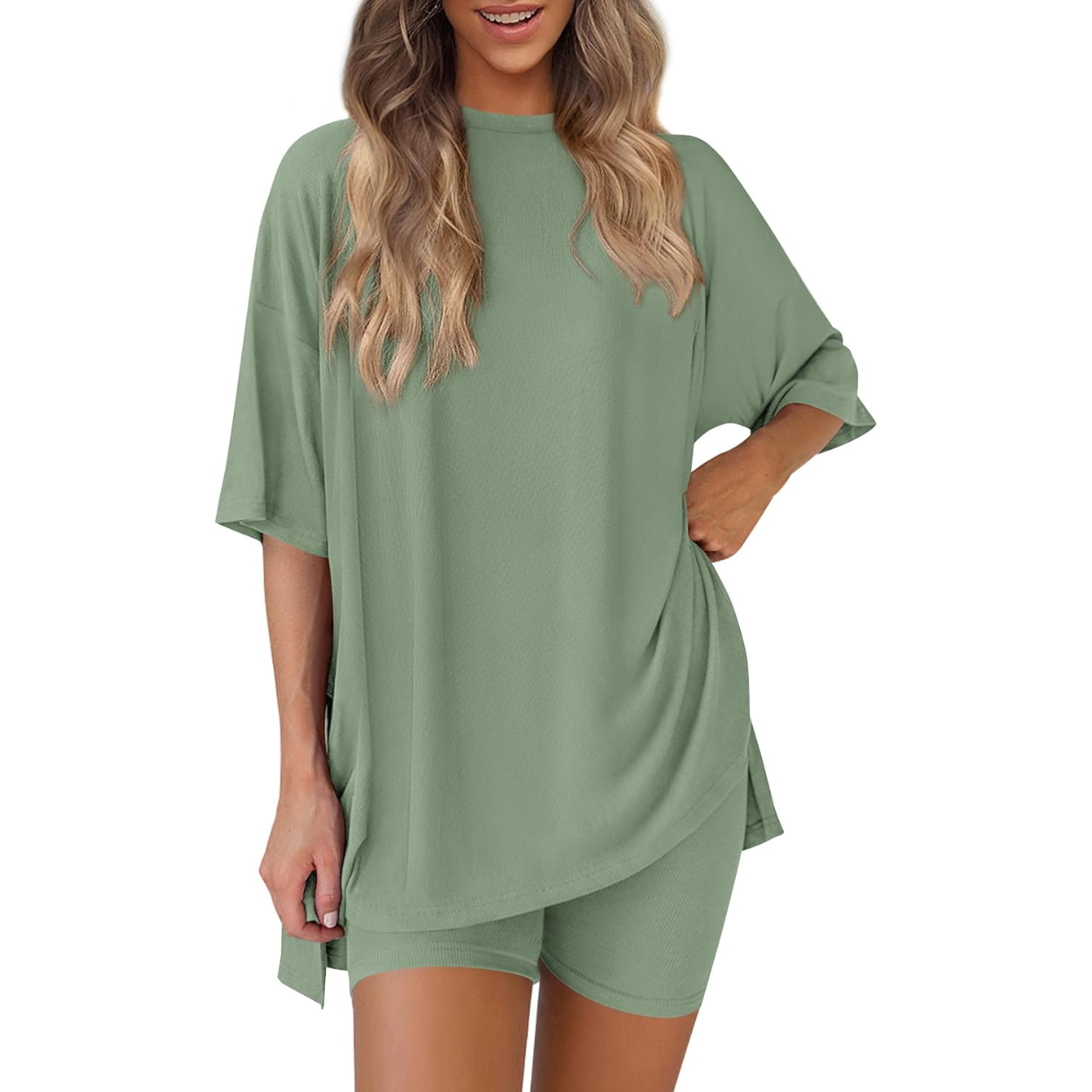 Casual Lounge Outfit With Oversized Shirt And Shorts For Women