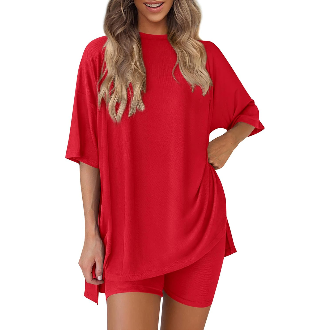 Casual Lounge Outfit With Oversized Shirt And Shorts For Women