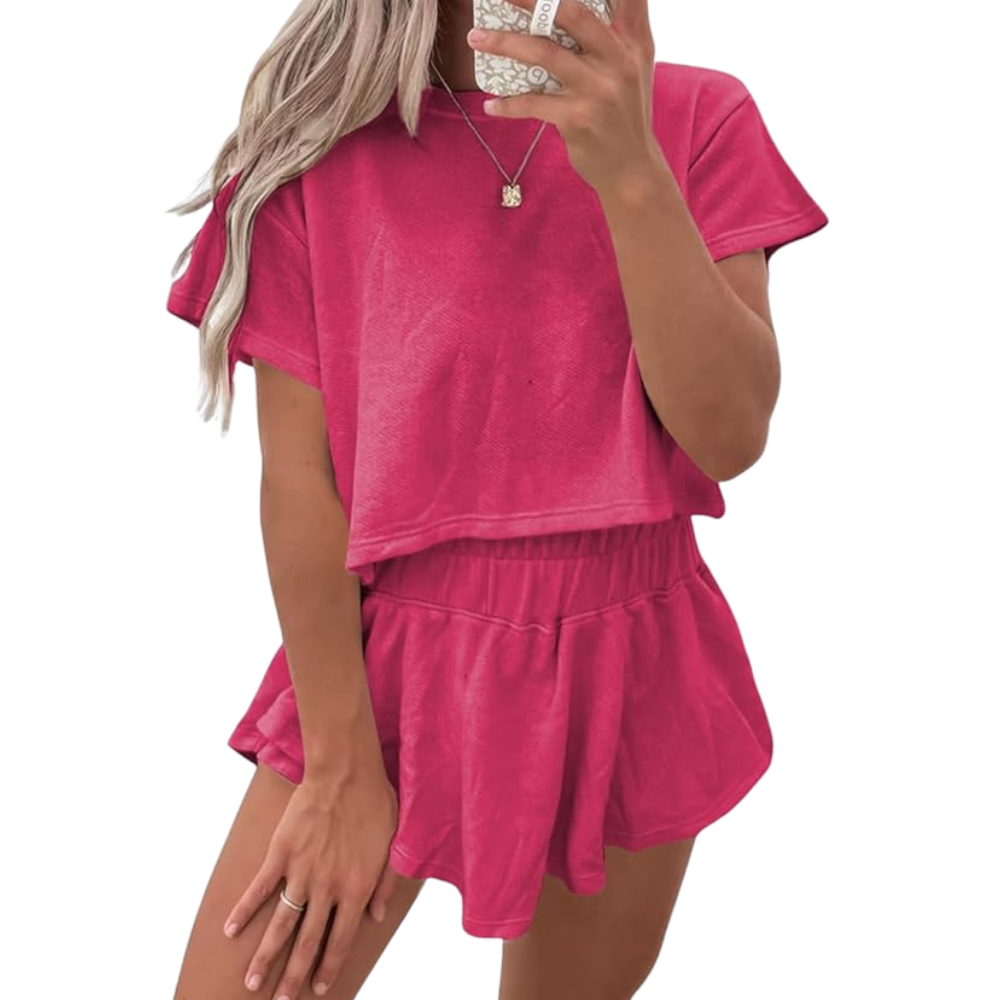 Summer Casual Cropped Lounge Two Piece Set Outfits For Women