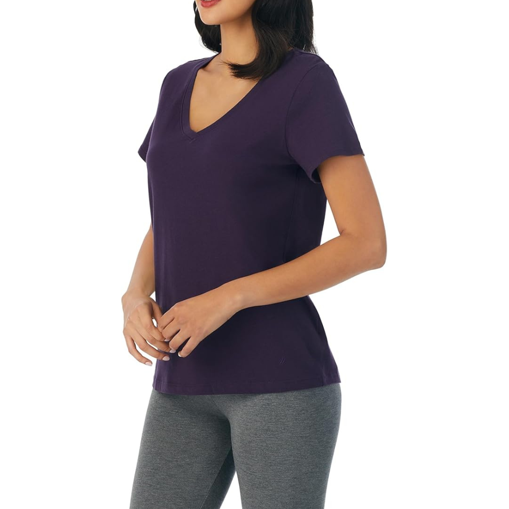 Cotton Knit V Style Sleep Shirt Pajama Top