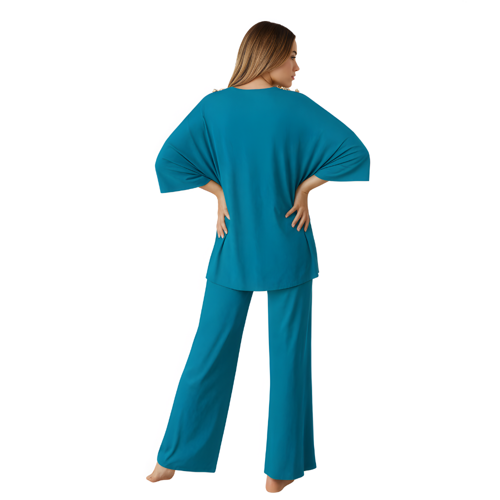 Short Sleeve Tops And Long Pants Loungewear Set For Women