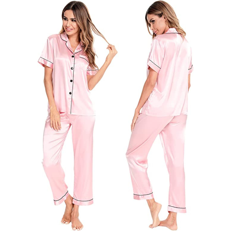 Women Silk Satin Two Piece Sleepwear