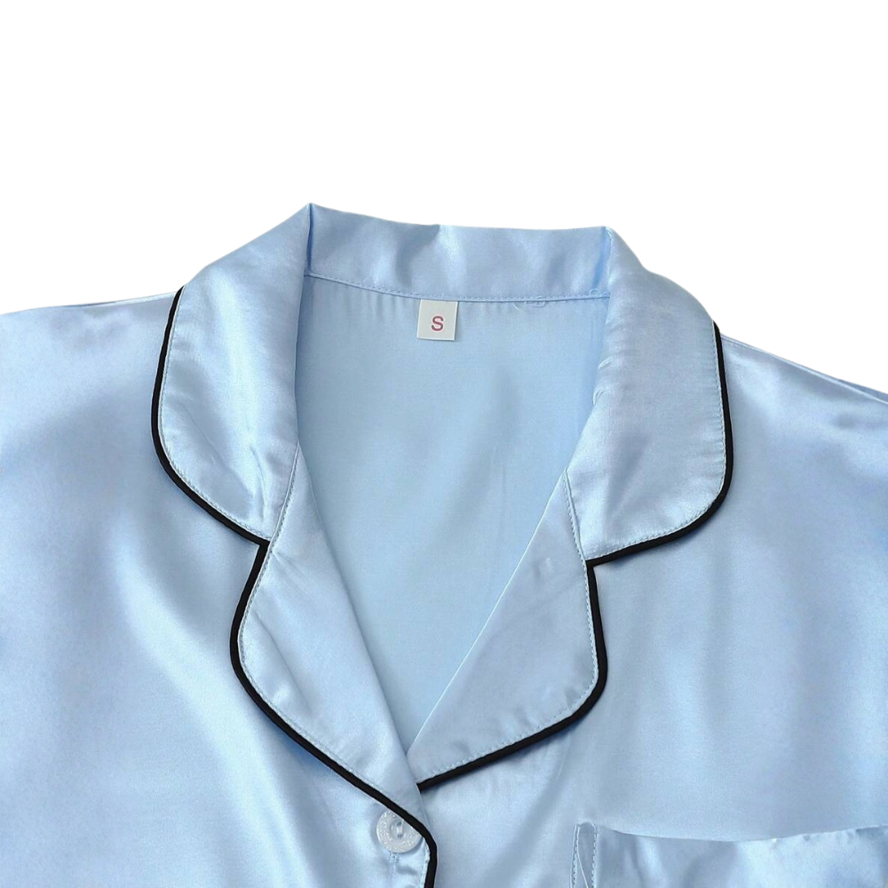 Two Pieces Bowknot Sleeve Lapel Top And Shorts Set For Women