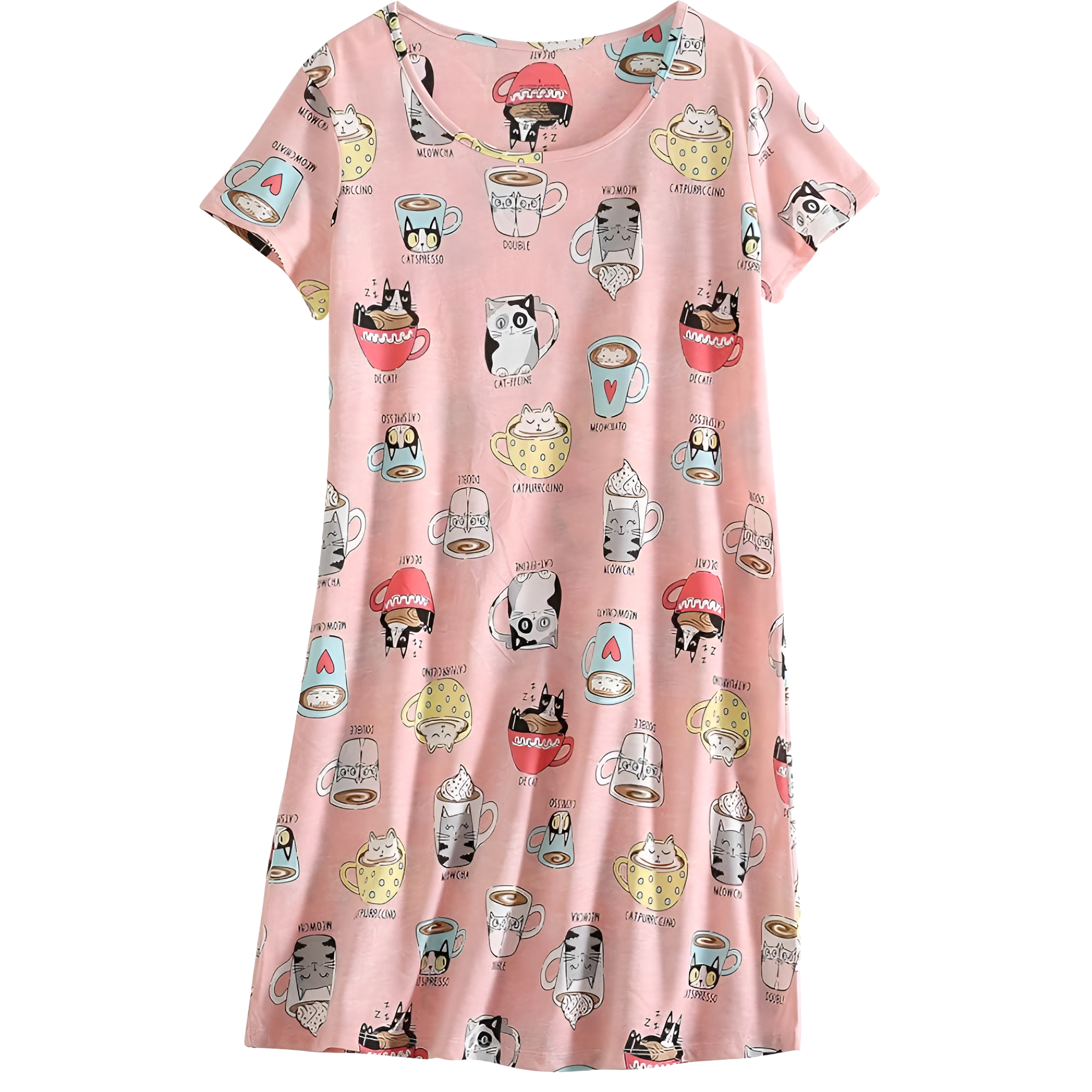 Casual Nightgown And Short Sleeves Sleep Dress With Print
