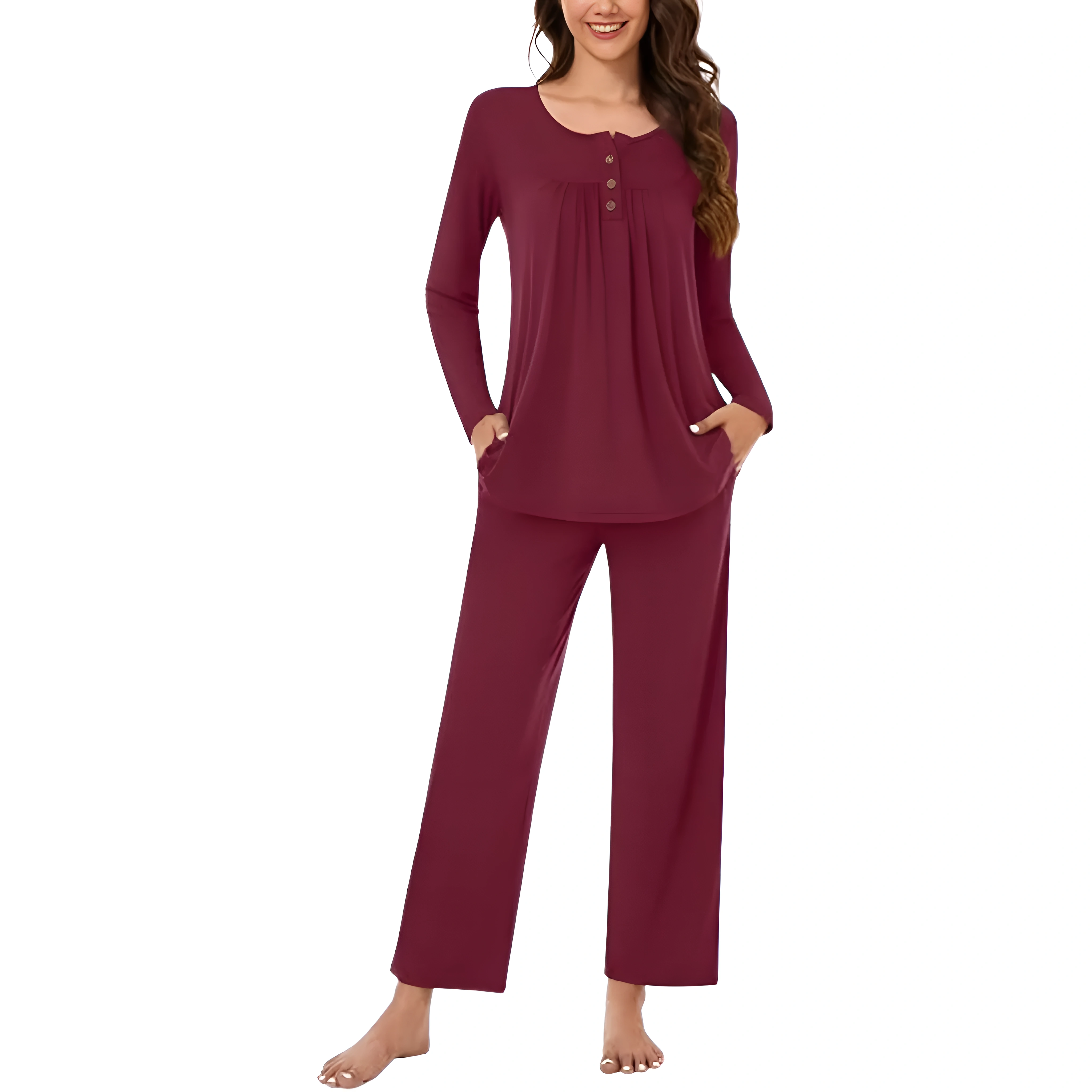 2 Piece Of Long Sleeve Top And Pants Lounge Pajama Set