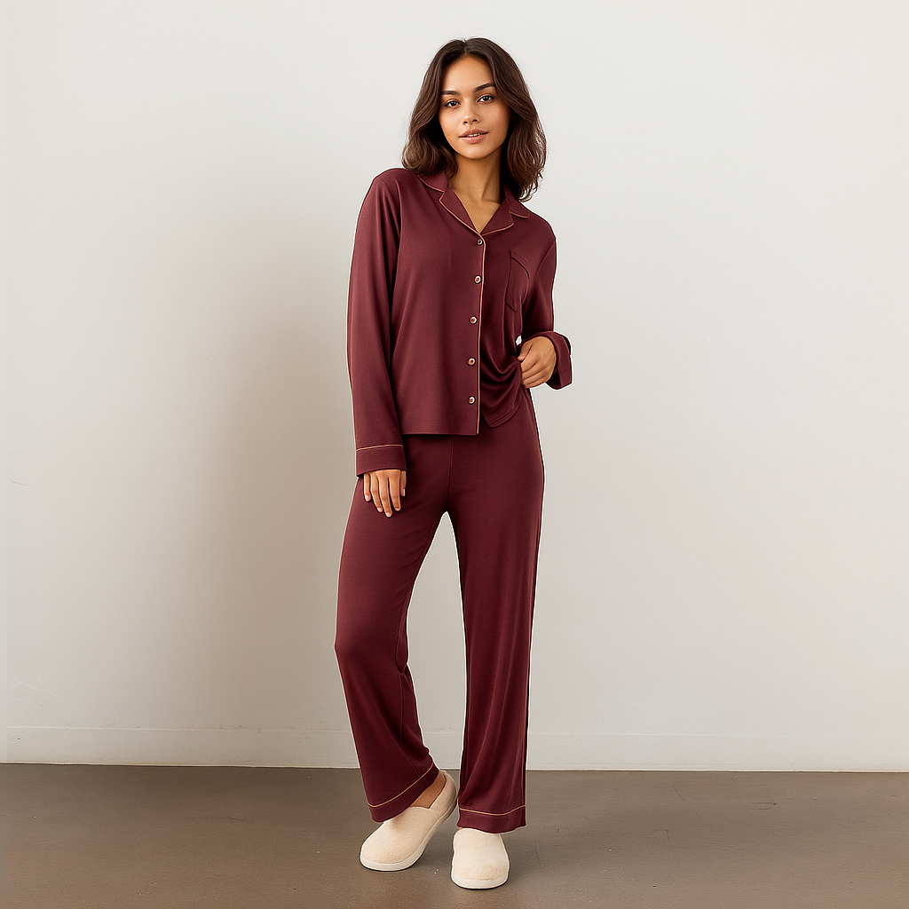 Women Bamboo Stretch Knit Long Sleeve Pajama Set