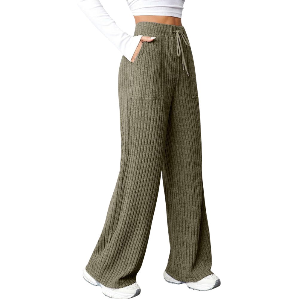 Ribbed Knit Lounge Pants With Pockets