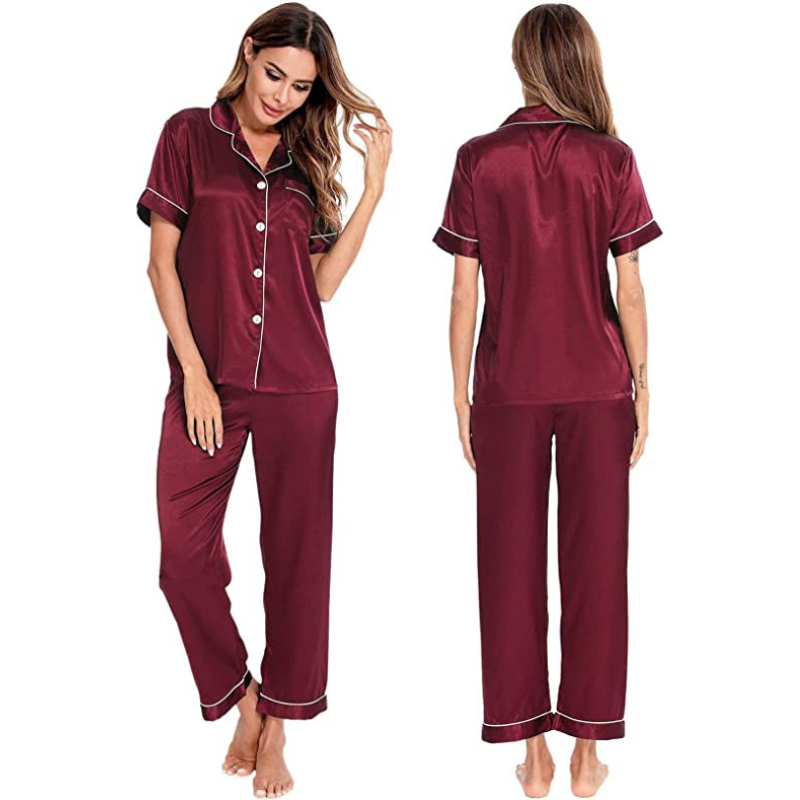 Women Silk Satin Two Piece Sleepwear