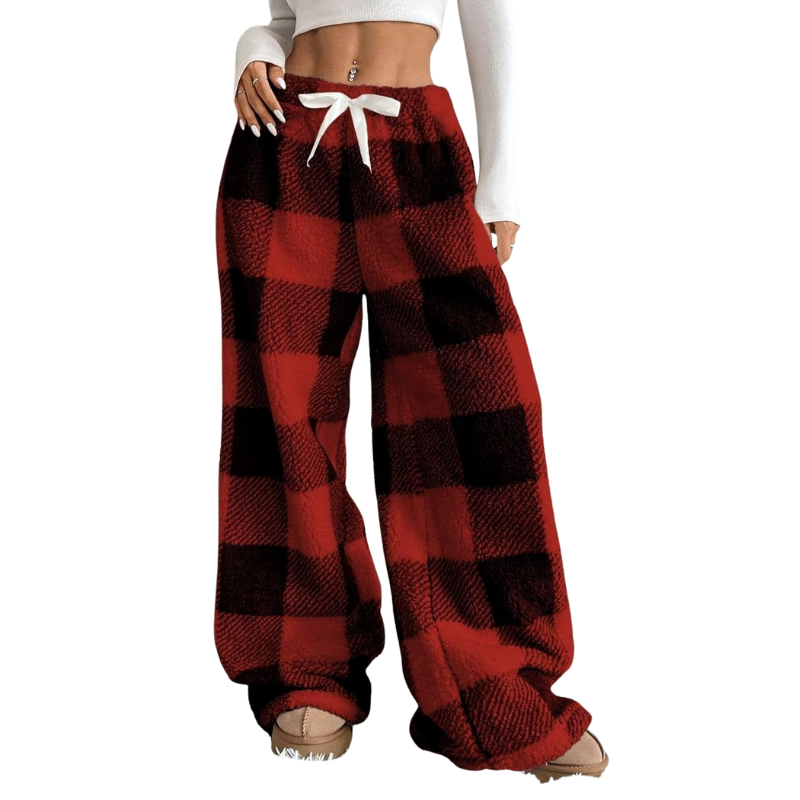 Fuzzy Plush Pajama Pants With Drawstring