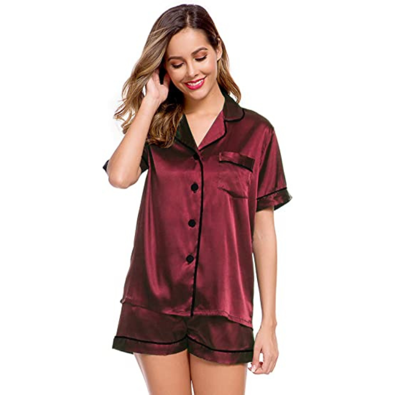 Women's Silk Short Sleeve Pajama Suit