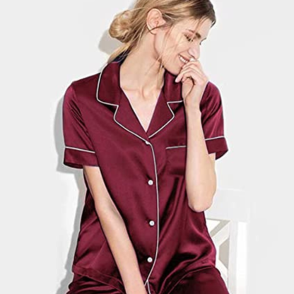 Women Silk Satin Two Piece Sleepwear