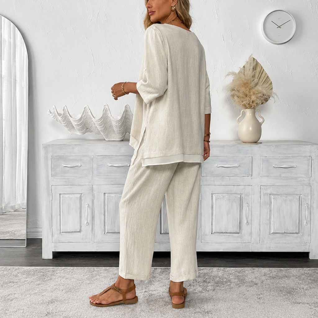 2 Piece Of Wide Rolled Sleeves Outfit Set For Women