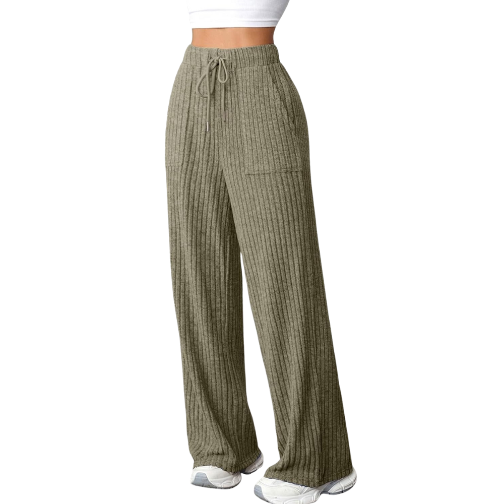 Ribbed Knit Lounge Pants With Pockets