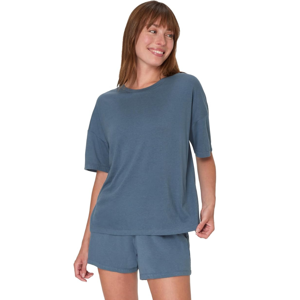 Women 2 Piece Lounge Set T Shirt And Sleep Shorts